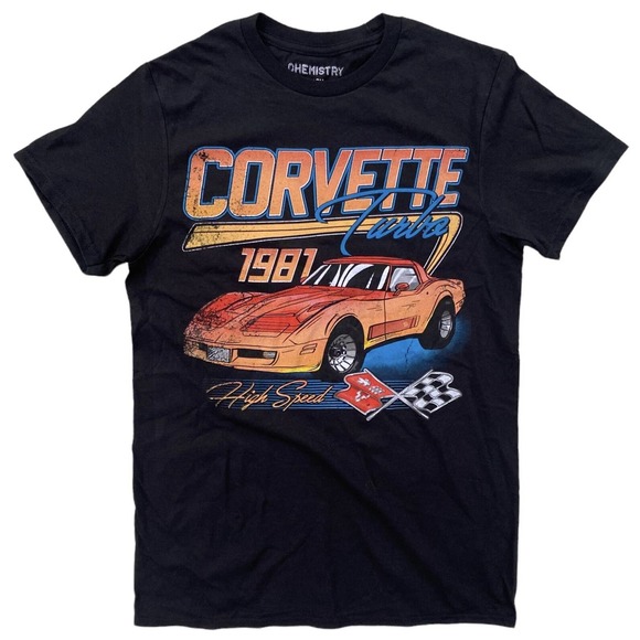 Corvette Chevrolet Turbo 1981 Men's Vintage Retro Tee T-Shirt by Chemistry - Picture 1 of 1